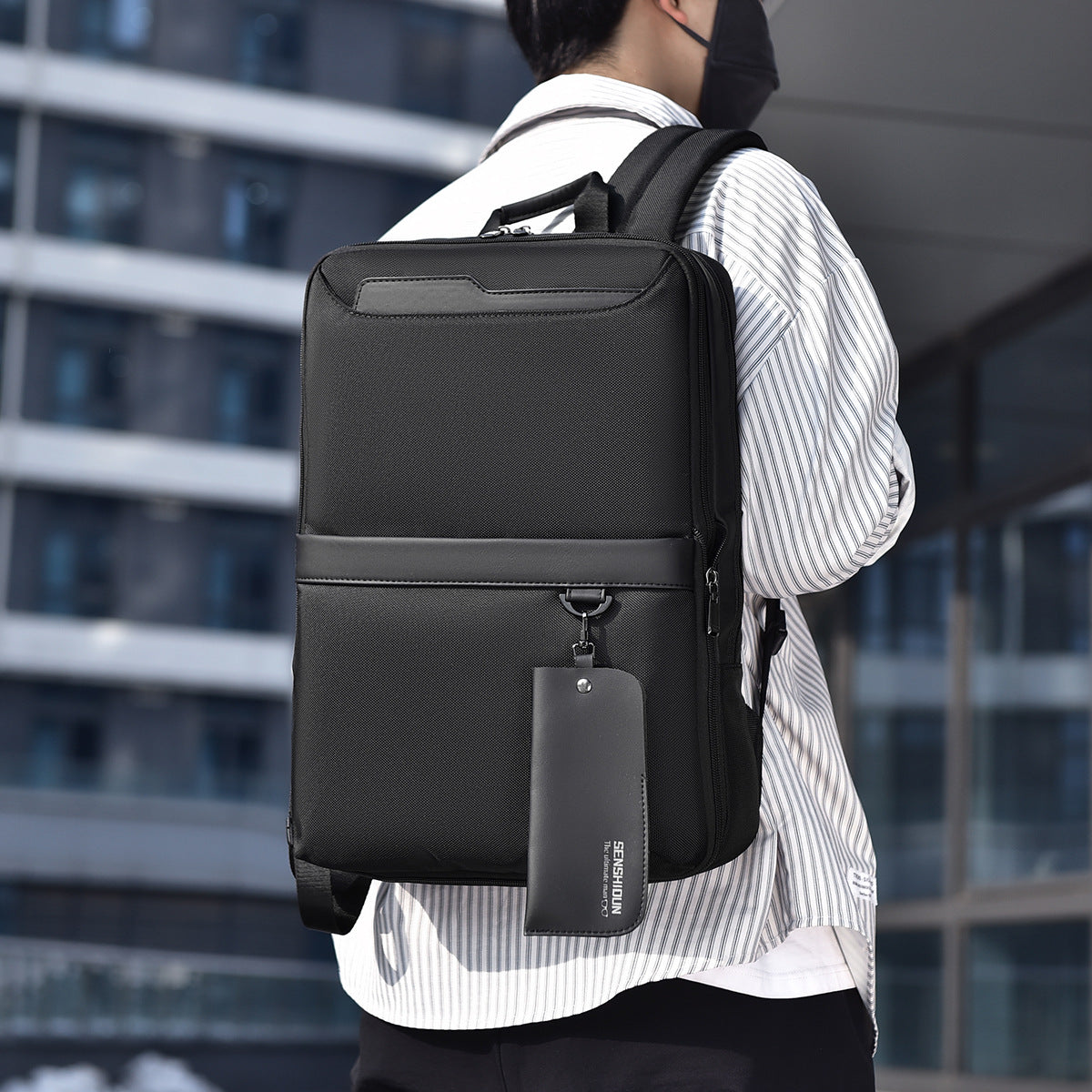 Premium Urban Slim Sleek Minimalist Backpack (Black)