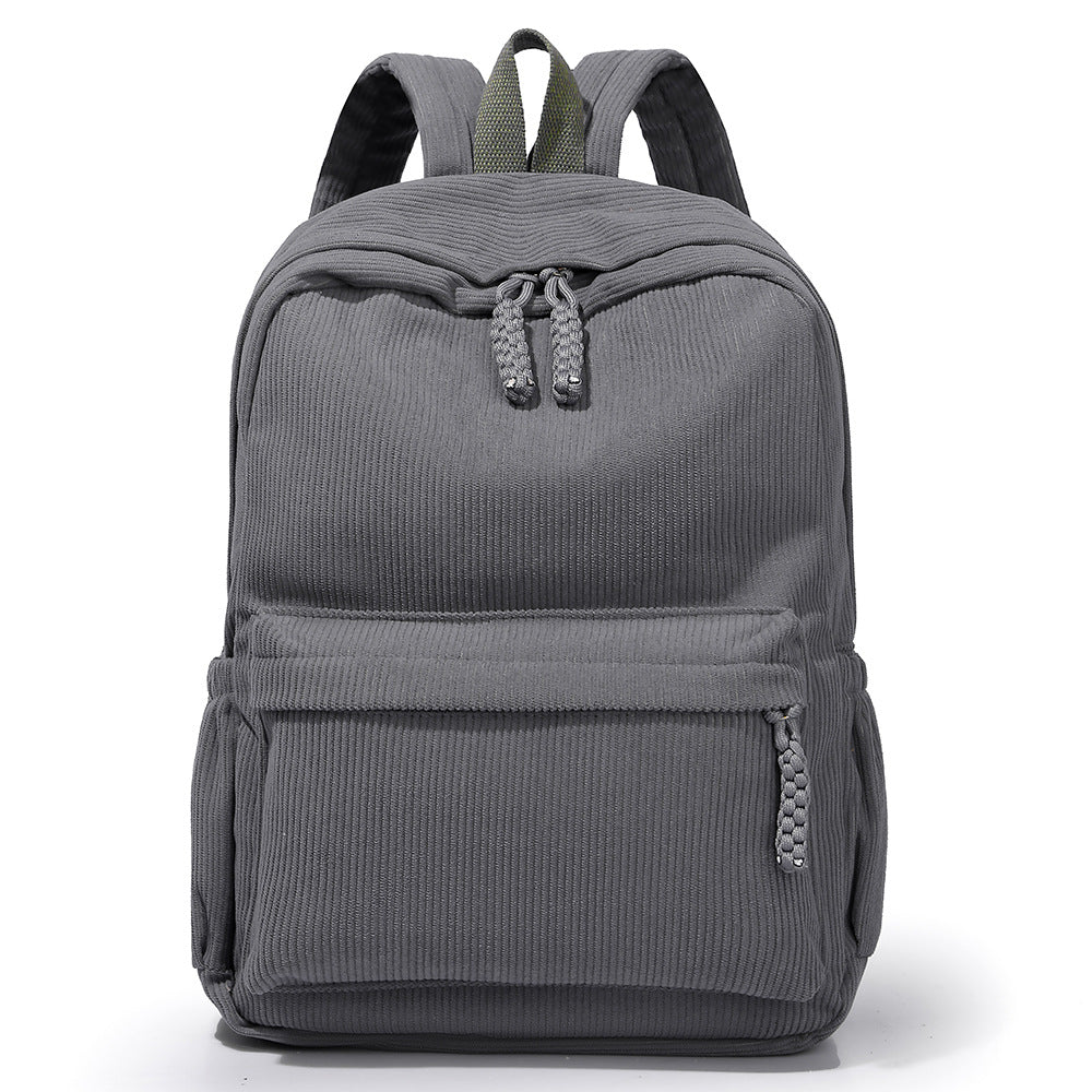 Aesthetic Corduroy Women's Backpack (Grey)
