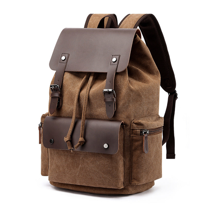 Vintage Rucksack Canvas Fabric Backpack (Brown)