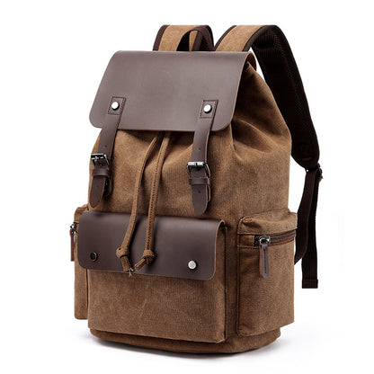 Vintage Rucksack Canvas Fabric Backpack (Brown)