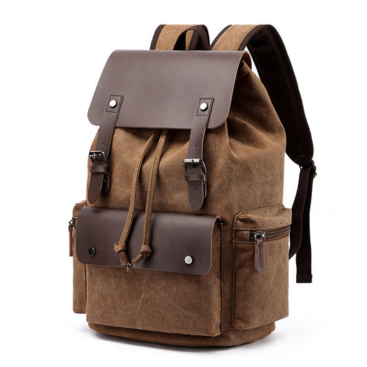 Vintage Rucksack Canvas Fabric Backpack (Brown)