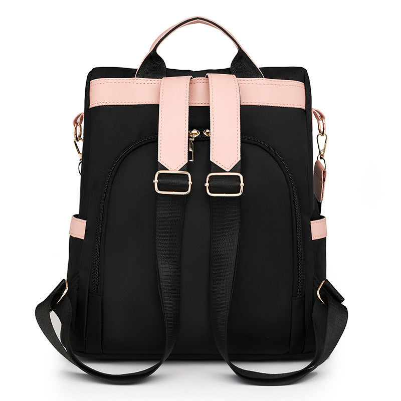 LECEY Fashion Leather Accents Women's Backpack (Black Brown)