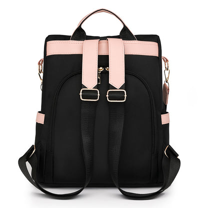 LECEY Fashion Leather Accents Women's Backpack (Black Brown)