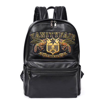 Black Vanity Fair Embroidered Bee Skull Crest Backpack