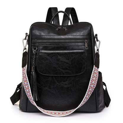 Luxury Designer Leather Women's Backpack (Black)