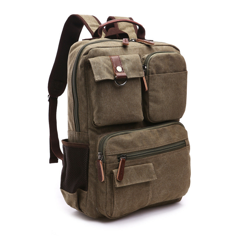 XAFITI Vintage Canvas Fabric Backpack (Olive Green)