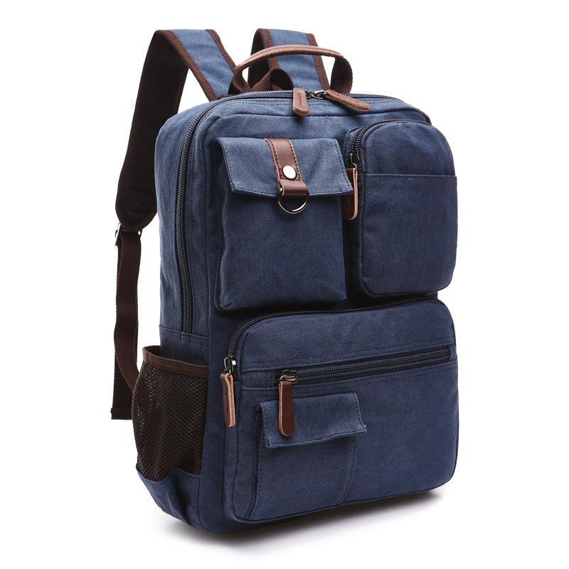 XAFITI Vintage Canvas Fabric Backpack (Blue)