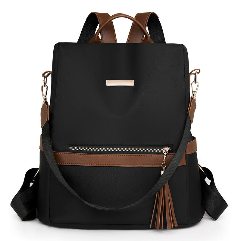 LECEY Fashion Leather Accents Women's Backpack (Black Brown)