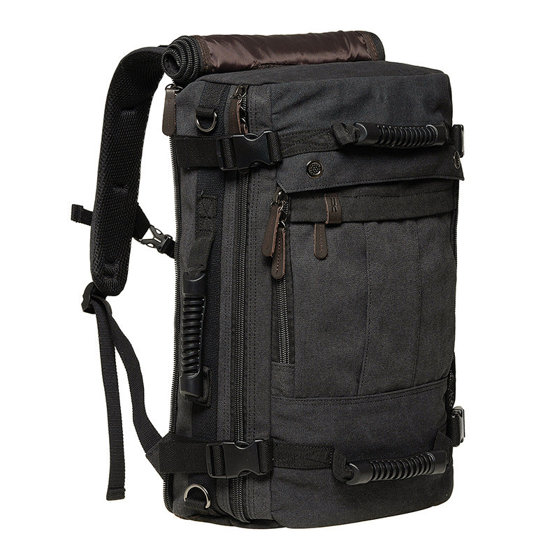 KAUKKO Canvas Travel Backpack Multi-Functional Bag (Black)