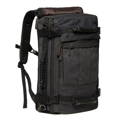 KAUKKO Canvas Travel Backpack Multi-Functional Bag (Black)