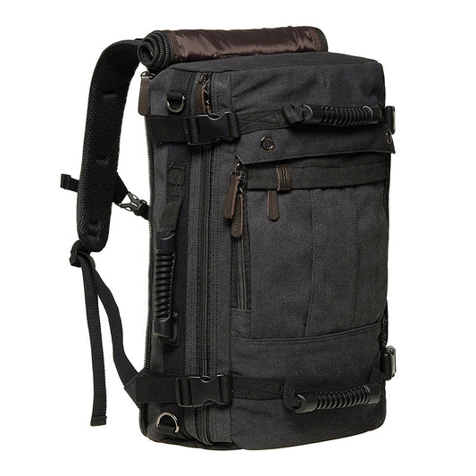 KAUKKO Canvas Travel Backpack Multi-Functional Bag (Black)