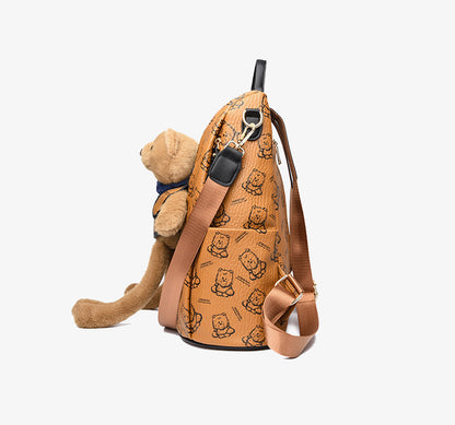 Noisy Teddy Bear Pattern Women's Backpack (Yellow)