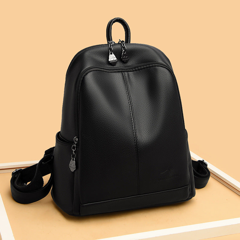 Denglidaishu Durable PU Leather Women's Backpack (Black)