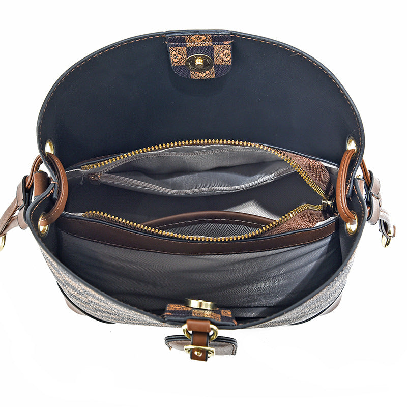 Fashionable Versatile Bucket Women's Shoulder Bag (Coffee)