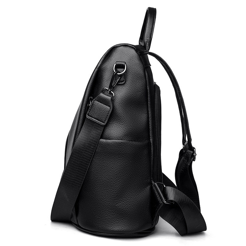 Pebbled PU leather Anti-Theft Women's Backpack (Black)