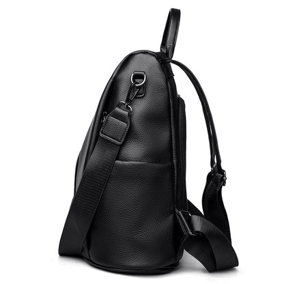 Pebbled PU leather Anti-Theft Women's Backpack (Black)