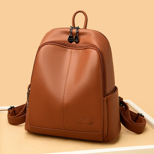 Denglidaishu Durable PU Leather Women's Backpack (Brown)