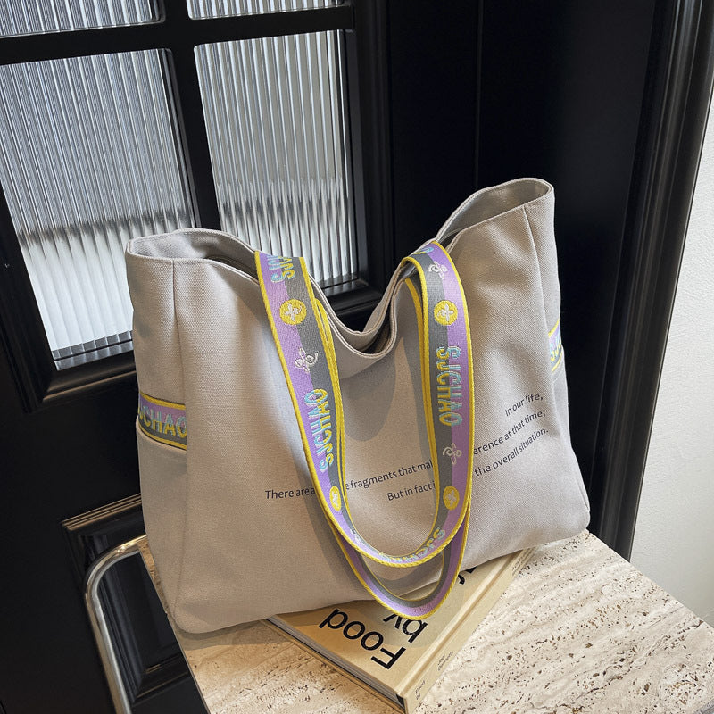 Large Capacity Canvas Women's Handbag (Cream White)