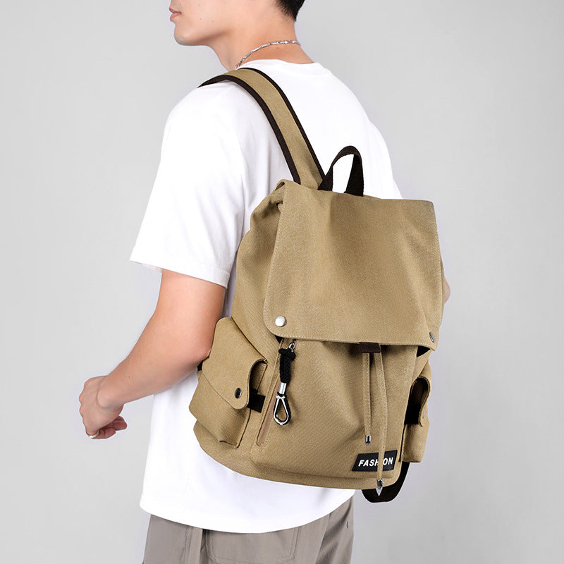 Vintage Canvas Fabric Rucksack Backpack (Brown)
