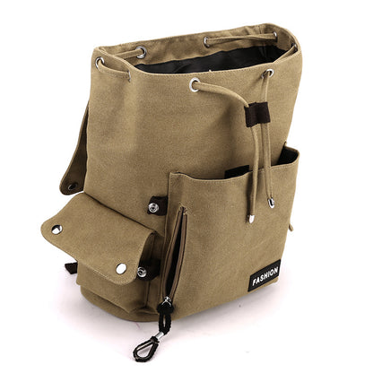 Vintage Canvas Fabric Rucksack Backpack (Black)