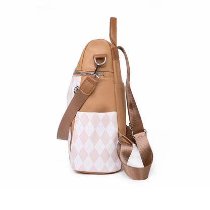 Korean Style PU Leather Women's Backpack (Khaki)