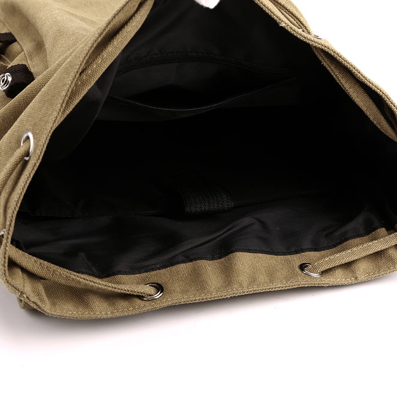 Vintage Canvas Fabric Rucksack Backpack (Black)
