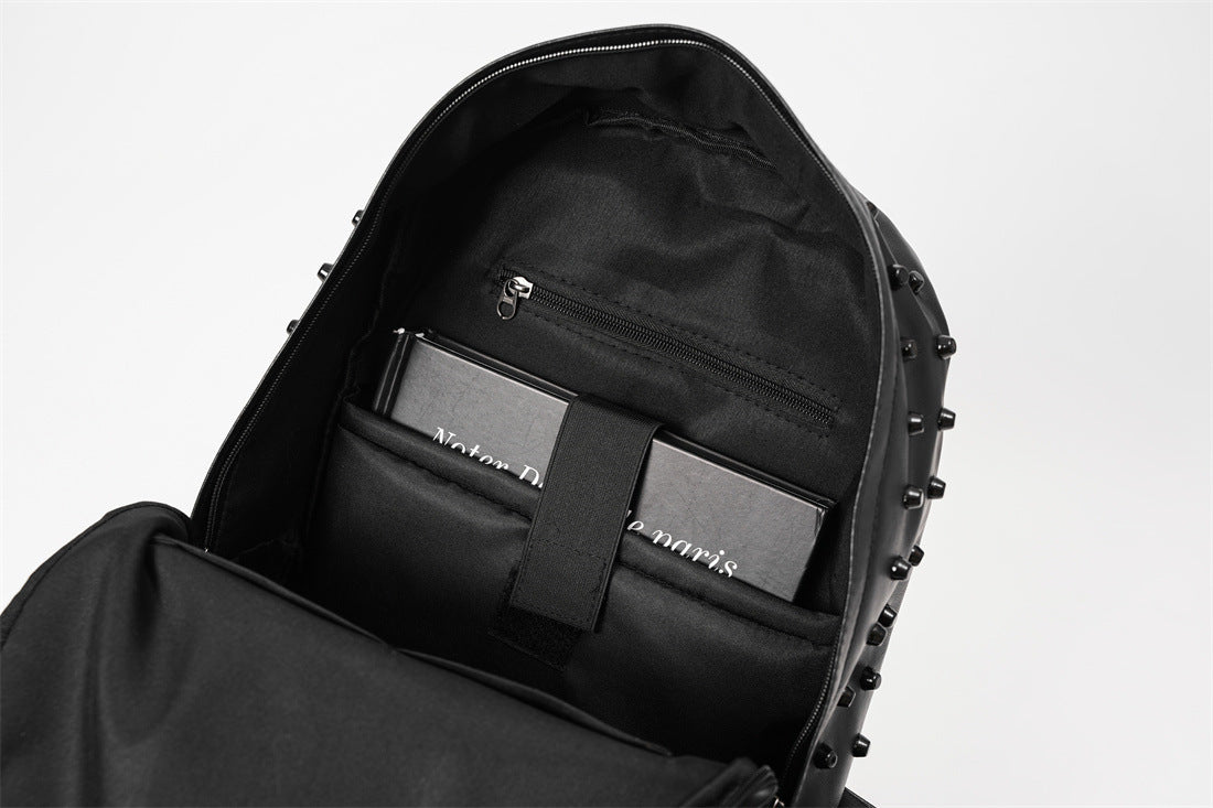 Fashionable Black Leather Punk Style Backpack