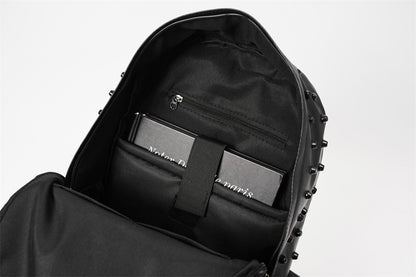 Fashionable Black Leather Punk Style Backpack