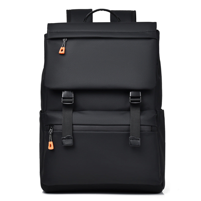 KABINU Commuter Orange Zipper Leather Backpack (Black)