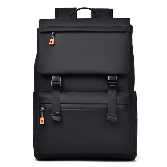 KABINU Commuter Orange Zipper Leather Backpack (Black)