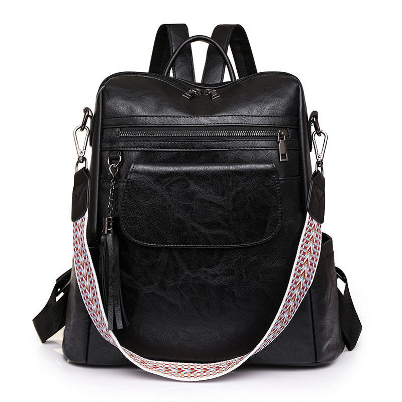 Luxury Designer Leather Women's Backpack (Black)