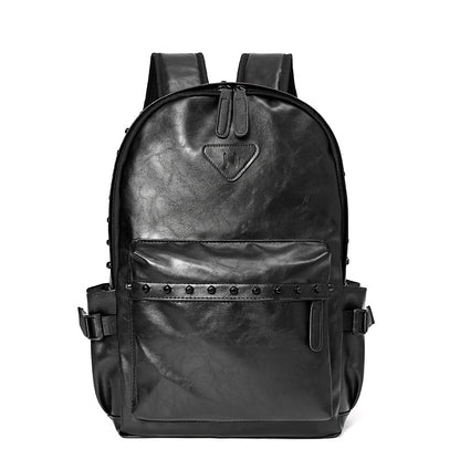 Fashionable Black Leather Punk Style Backpack