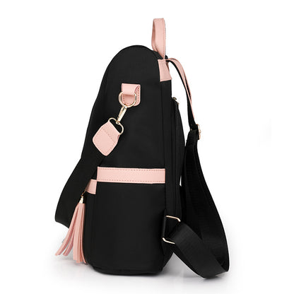 LECEY Fashion Leather Accents Women's Backpack (Black Brown)