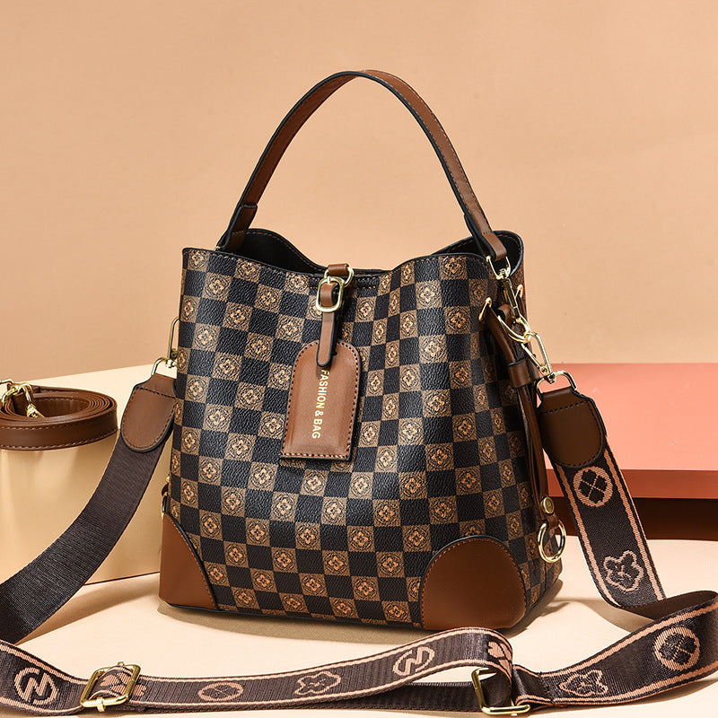 Fashionable Versatile Bucket Women's Shoulder Bag (Coffee)