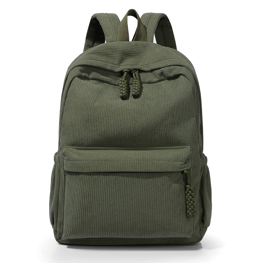 Aesthetic Corduroy Women's Backpack (Green)
