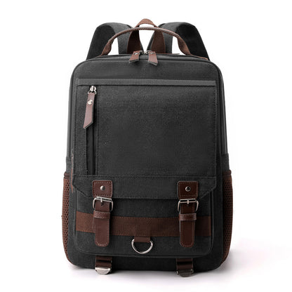 2-in-1 Functional Canvas Crossbody Sling Bag Backpack (Black)