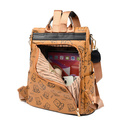 Noisy Teddy Bear Pattern Women's Backpack (Yellow)