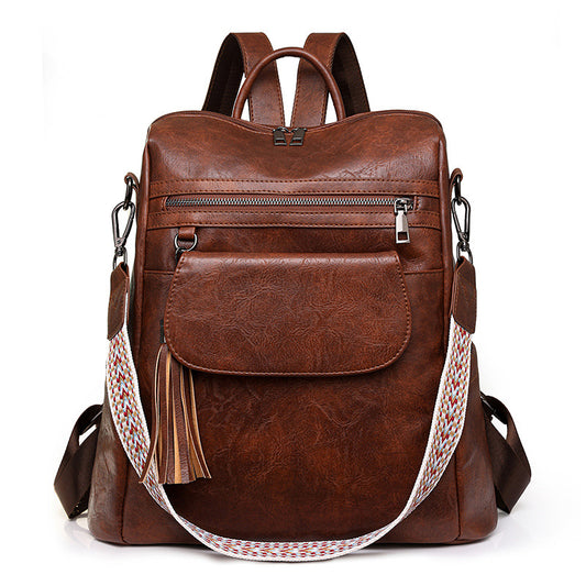 Luxury Designer Leather Women's Backpack (Brown)
