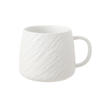 Wabi-Sabi Matte White Textured Ceramic Mug — Coarse Sand-Glazed Minimalist Stoneware Coffee Cup