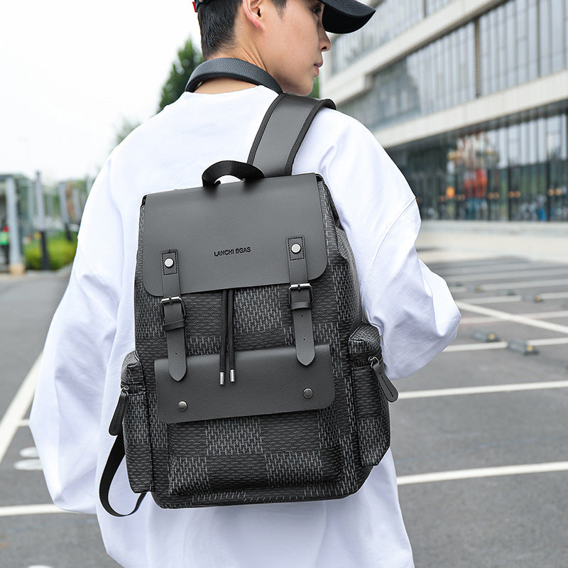 Lanchi Bgas Distinct Plaid Pattern Top Flap Backpack