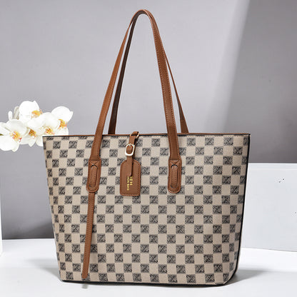 Taizhou Plaid Fashion Trendy Tote Bag (Khaki)