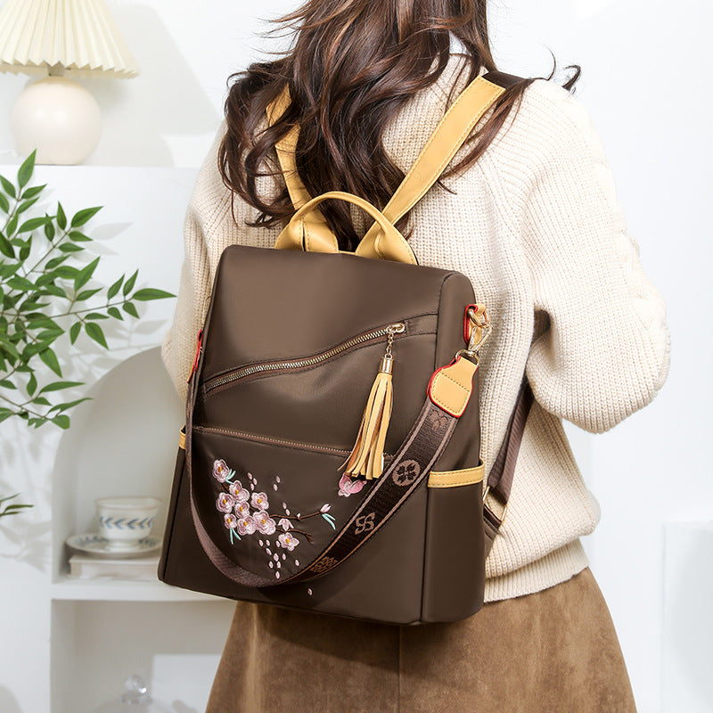 Casual Versatile Style Oxford Cloth Women's Backpack (Brown)