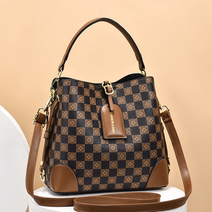 Fashionable Versatile Bucket Women's Shoulder Bag (Coffee)