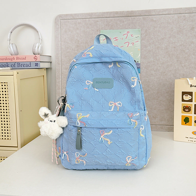 Bentubao Nylon Quilted Pattern Colorful Backpack (Royel Blue)