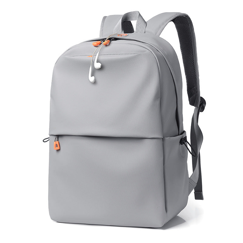 Minimalist Waterproof Orange Zipper Backpack (Light Grey)