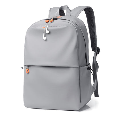 Minimalist Waterproof Orange Zipper Backpack (Light Grey)