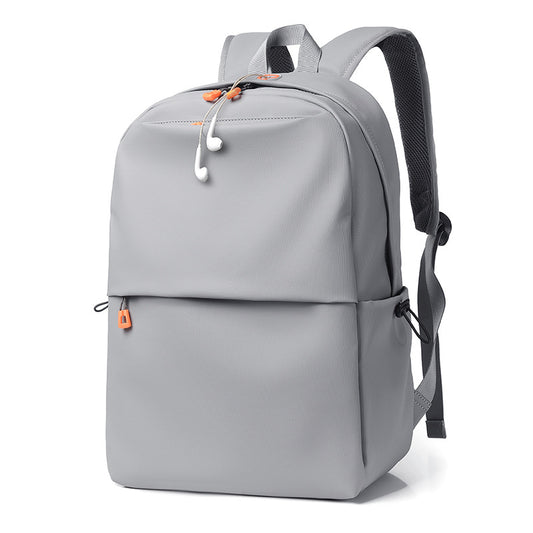 Minimalist Waterproof Orange Zipper Backpack (Light Grey)