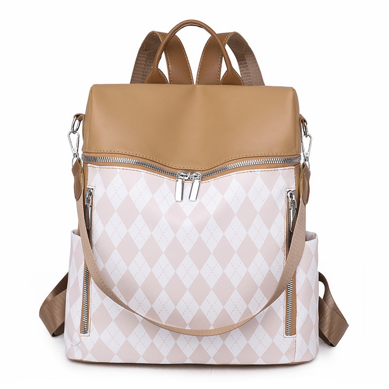 Korean Style PU Leather Women's Backpack (Khaki)