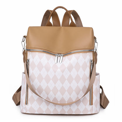 Korean Style PU Leather Women's Backpack (Khaki)