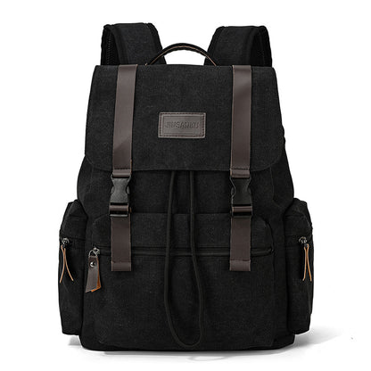 ZHONGZHUO Vintage Drawstring Canvas Rucksack Backpack (Black)